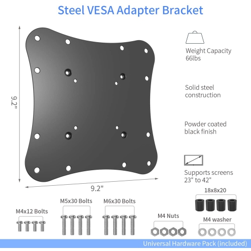VideoSecu Universal VESA Extender Plate For TV Wall Mount - Silver 200x200 Extension Adapter