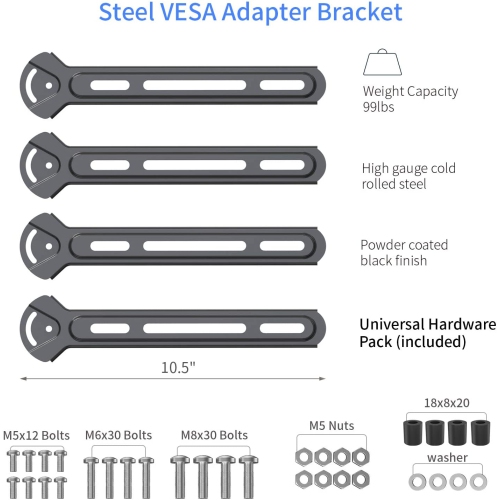 SHOPPINGALL Steel VESA Adapter for TVs and Monitors up to 400x400 Mounting Bracket Extension Kit - SA-A10