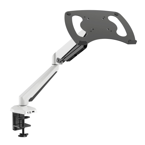 SHOPPINGALL  Fully Adjustable Single Gas Spring Laptop Mount Stand for Laptops Up to 17", Features USB 3.0 Port And Audio Port - Sa-Gm212U+D15 (White)