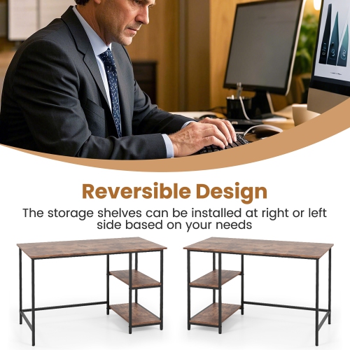 Gymax 47''/55'' Computer Desk Office Study Table Workstation Home w/ Adjustable Shelf