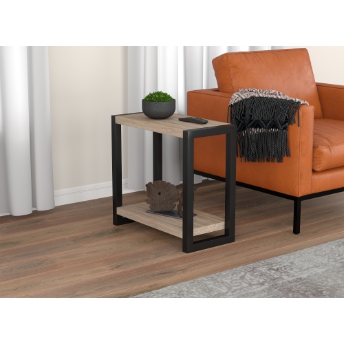 SAFDIE & CO.  Stylish And Multi-Use Accent Table With 1 Shelf In Dark Taupe