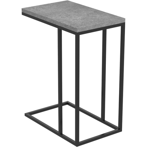 SAFDIE & CO.  Accent Table 20L C-Shaped Dark Cement Metal In Black