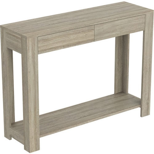 Table Console 40L Taupe Foncé 2 Tirroirs 1 Étagère