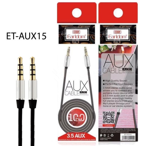 3.3Ft/1M Aluminum 3.5mm Male to Male Stereo Audio Jack Aux Cable, Black