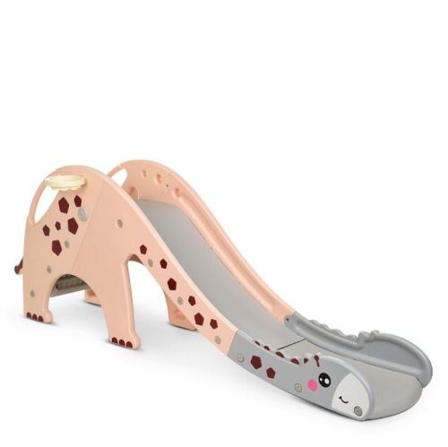 KidsVIP Kids and Toddlers Slide Set 3-in-1 Giraffe Edition Playset Slide w/ Climber and Basketball Hoop - Indoor/ Outdoor Play for Ages 1-4