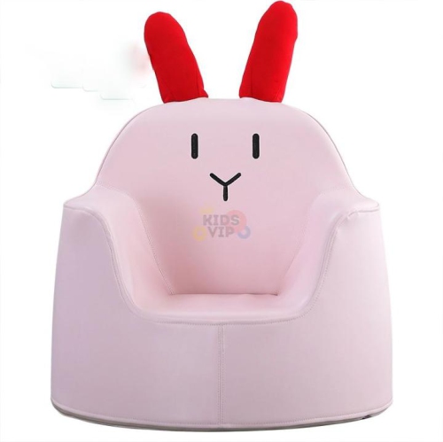KidsVIP Kids and Toddlers Comfy PU Leather Sofa Chair – Bunny Rabbit Themed Activity Lounge Armchair Furniture for Ages 1-4