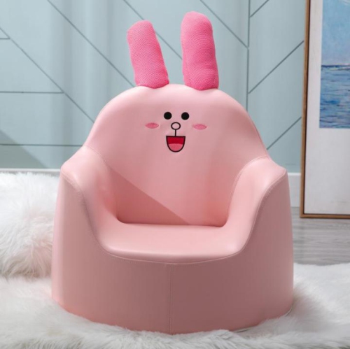 KidsVIP Kids and Toddlers Comfy PU Leather Sofa Chair – Bunny Rabbit Themed Activity Lounge Armchair Furniture for Ages 1-4
