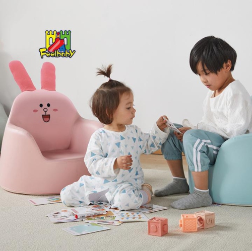 KidsVIP Kids and Toddlers Comfy PU Leather Sofa Chair – Bunny Rabbit Themed Activity Lounge Armchair Furniture for Ages 1-4