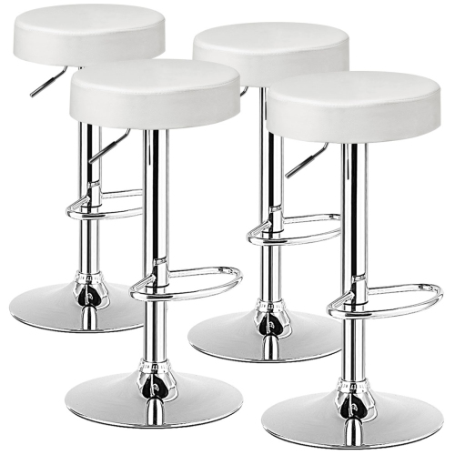 COSTWAY  Set Of 4 Round Bar Stool Adjustable Swivel Pub Chair W/ Footrest