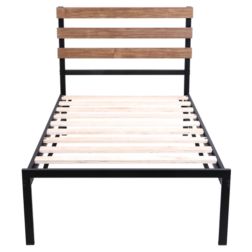 Costway Twin Size Metal Platform Bed Frame Mattress Foundation wooden Headboard