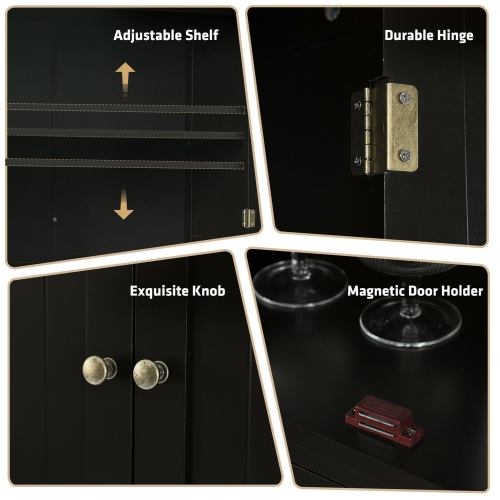 Gymax 72'' Kitchen Pantry Storage Cabinet Tall Freestanding Cupboard w/ 4 Doors Large Drawer Brown