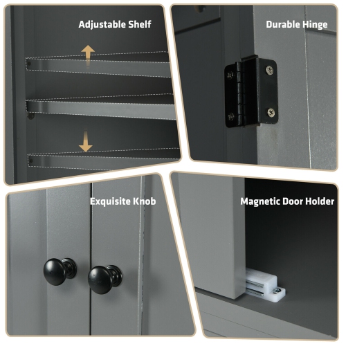 Gymax 72'' Kitchen Pantry Storage Cabinet Tall Freestanding Cupboard w/ 4 Doors Large Drawer Gray