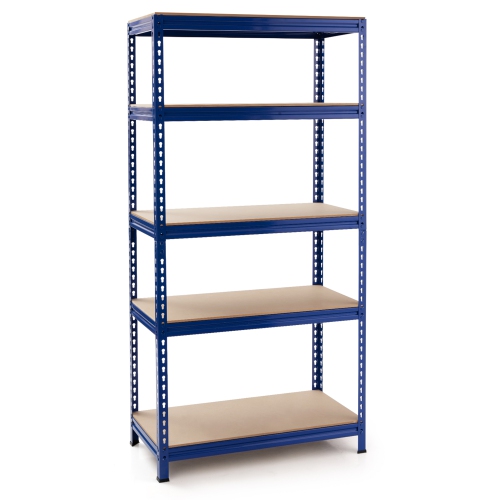 Gymax 73'' Metal 5-Tier Garage Storage Rack Shelf Freestanding w/ Adjustable Unit Blue