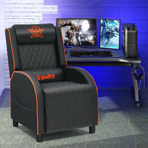 Gymax Massage Gaming Recliner Chair Leather Single Sofa Home Theater Seat