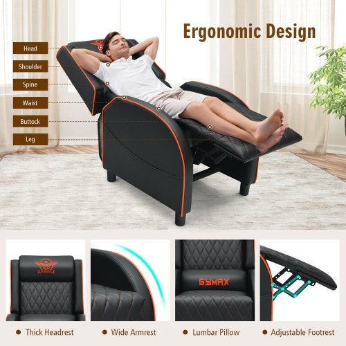 Gymax Massage Gaming Recliner Chair Leather Single Sofa Home Theater Seat