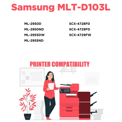 Printer Pro™ 5 PK Samsung MLT-D103L Black Toner Cartridge-Samsung Printer ML-2950D/2955/SCX-4729