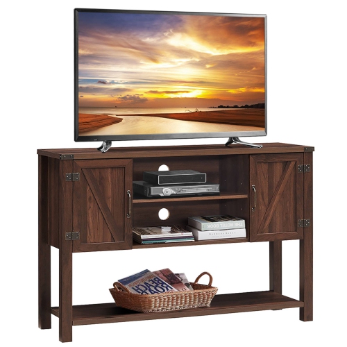 Costway Barn Door TV Stand Console Sideboard Buffet for TVs Up to 60'' w/Storage Cabinets
