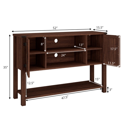 Costway Barn Door TV Stand Console Sideboard Buffet for TVs Up to 60'' w/Storage Cabinets