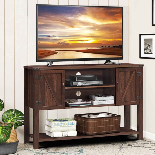 Costway Barn Door TV Stand Console Sideboard Buffet for TVs Up to 60'' w/Storage Cabinets