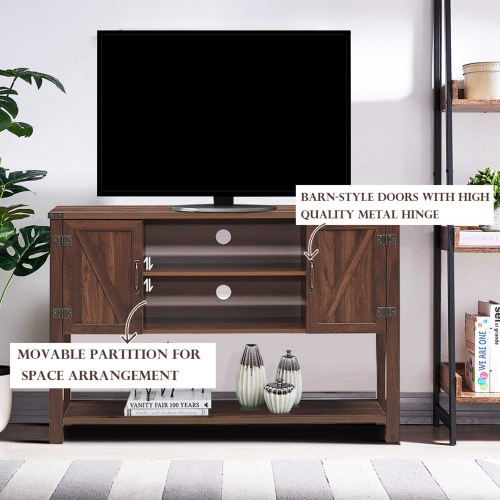 Costway Barn Door TV Stand Console Sideboard Buffet for TVs Up to 60'' w/Storage Cabinets