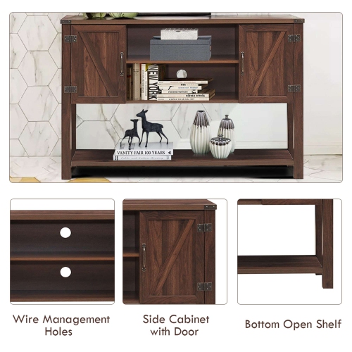 Costway Barn Door TV Stand Console Sideboard Buffet for TVs Up to 60'' w/Storage Cabinets