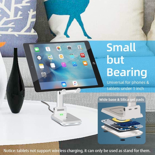 Raxxio 2 in 1 Adjustable Wireless Charger, 10W Qi Dual Charging Stand,iPhone 14/14Plus/13/12/11 Pro/XS/XR, AirPods, Samsung Galaxy S23/S22/S21/S20