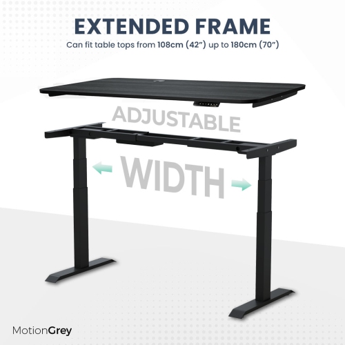 MotionGrey Height Adjustable German Electric Dual Motors Sit to Stand Computer Home Table and Office Standing Desk - Black Frame with Tabletop