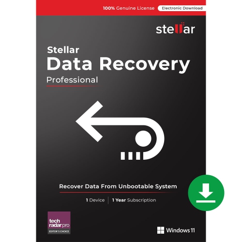 Stellar Data Recovery Software for Windows Professional Recovers Deleted Data, Photos, Videos, Emails Etc. 1 PC 1 Year - Digital Download