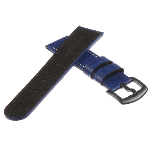 DASSARI Croc Embossed Leather Pilot Watch Band for Samsung Gear S3 Frontier - Blue