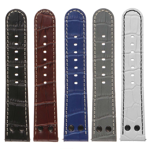 DASSARI Croc Embossed Leather Pilot Watch Band Strap for Samsung Gear Sport - White