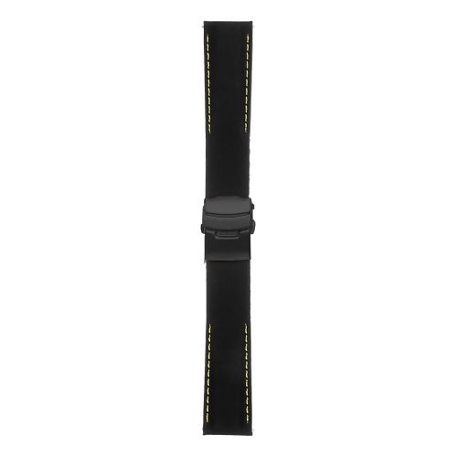 StrapsCo bracelet de montre en caoutchouc de silicone pour Samsung Gear S3 Frontier - Noir & Jaune