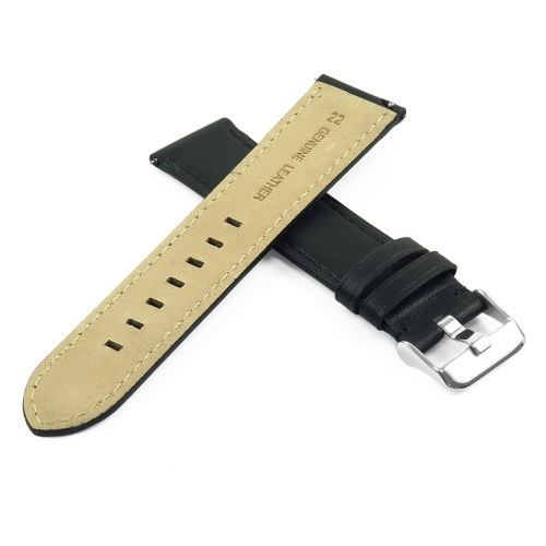 DASSARI Smooth Italian Leather Band Strap for Samsung Galaxy Watch - 22mm - for 46mm Galaxy Watch - Black