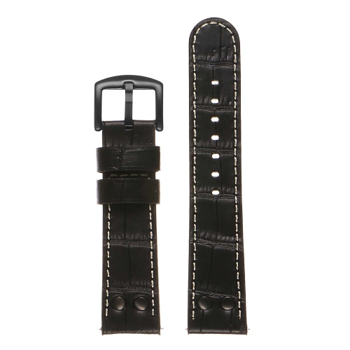 DASSARI Croc Embossed Leather Pilot Watch Band Strap for Samsung Gear Sport - Black