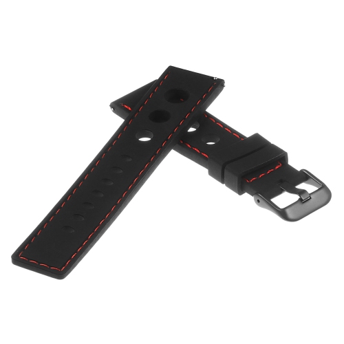 StrapsCo bande de montre caoutchouc de silicone rallye pour Samsung Gear S3 Frontier - Noir & Rouge