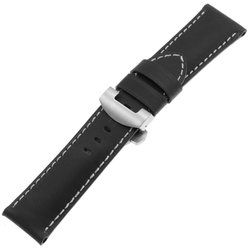 DASSARI  Vintage Leather Band Strap for Samsung Galaxy Watch (46MM Silver) - Standard - In Black