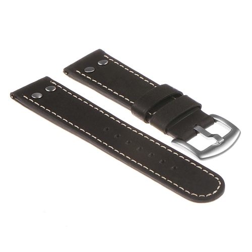 DASSARI  Vintage Leather Pilot Watch Band Strap for Samsung Galaxy Watch - 22MM - for 46MM Galaxy Watch - In Black