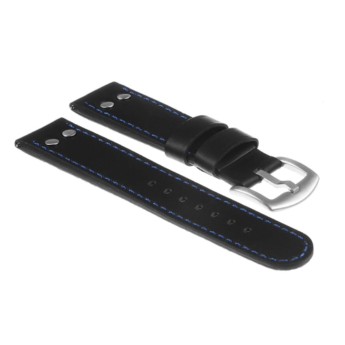 DASSARI  Pilot Leather Watch Band Strap for Samsung Galaxy Watch - 22MM - for 46MM Galaxy Watch - Black & In Blue