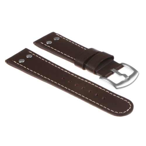 DASSARI  Pilot Leather Watch Band Strap for Samsung Galaxy Watch Active - (Silver Buckle) In Brown
