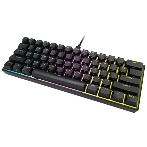 Corsair K65 Mini Backlit Mechanical Cherry MX Speed RGB Silver Gaming Keyboard - Black