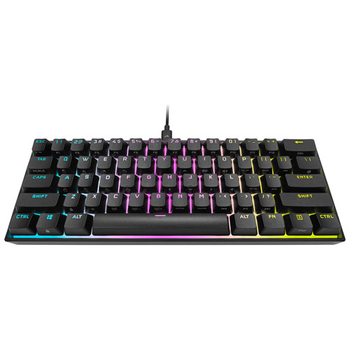 Corsair K65 Mini Backlit Mechanical Cherry MX Speed RGB Silver Gaming Keyboard - Black