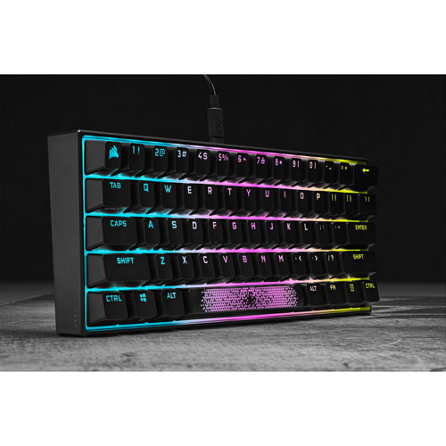 Corsair K65 Mini Backlit Mechanical Cherry MX Speed RGB Silver Gaming Keyboard - Black