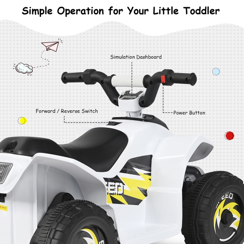 Costway 6V Kids Electric Quad ATV 4 Wheels Ride On Toy Toddlers Forward&Reverse