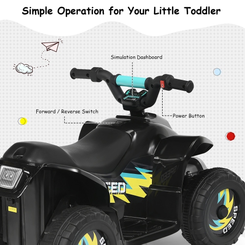 Costway 6V Kids Electric Quad ATV 4 Wheels Ride On Toy Toddlers Forward&Reverse