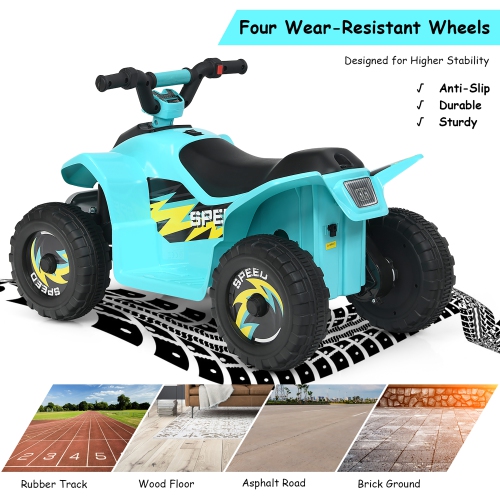 Costway 6V Kids Electric Quad ATV 4 Wheels Ride On Toy Toddlers Forward&Reverse
