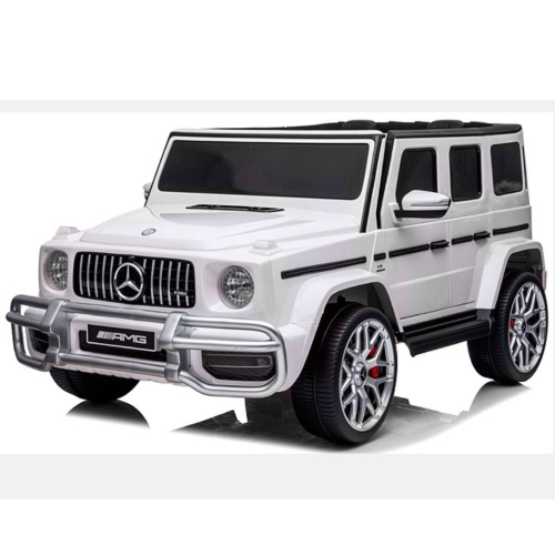 KidsVIP Kids Exclusive Mercedes Benz 24V Battery Powered G Series 4x4 AWD Truck : Rubber Wheels, 2 Leather Seats, Bluetooth Music Player, Lights,
