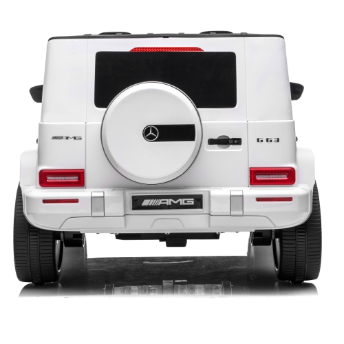 KidsVIP Kids Exclusive Mercedes Benz 24V Battery Powered G Series 4x4 AWD Truck : Rubber Wheels, 2 Leather Seats, Bluetooth Music Player, Lights,