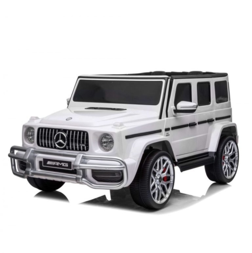 KidsVIP Kids Exclusive Mercedes Benz 24V Battery Powered G Series 4x4 AWD Truck : Rubber Wheels, 2 Leather Seats, Bluetooth Music Player, Lights,