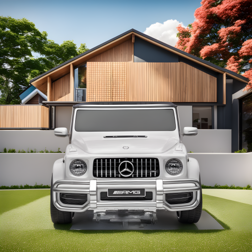 KidsVIP Kids Exclusive Mercedes Benz 24V Battery Powered G Series 4x4 AWD Truck : Rubber Wheels, 2 Leather Seats, Bluetooth Music Player, Lights,