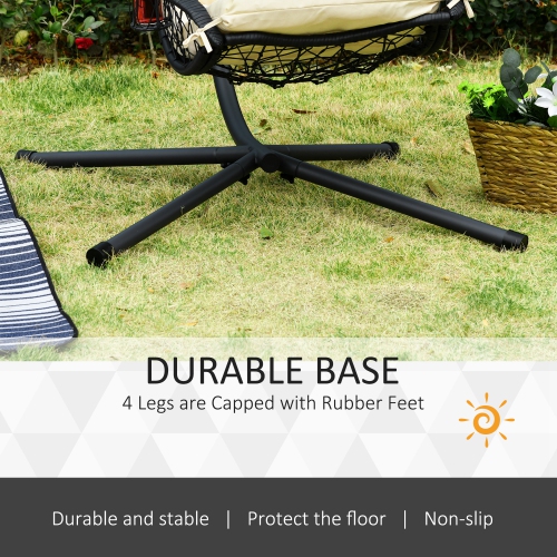 Chaise de patio en osier suspendue avec support, chaise pivotante avec coussin et coussin, chaise pivotante avec support, porte-gobelet pour la cour,