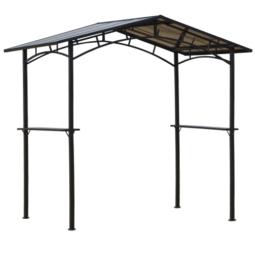 Image 1 de 8.. Abri de jardin à toit rigide en aluminium pour barbecue Outsunny, 8 x 5 pi, abri de jardin avec tablettes latérales